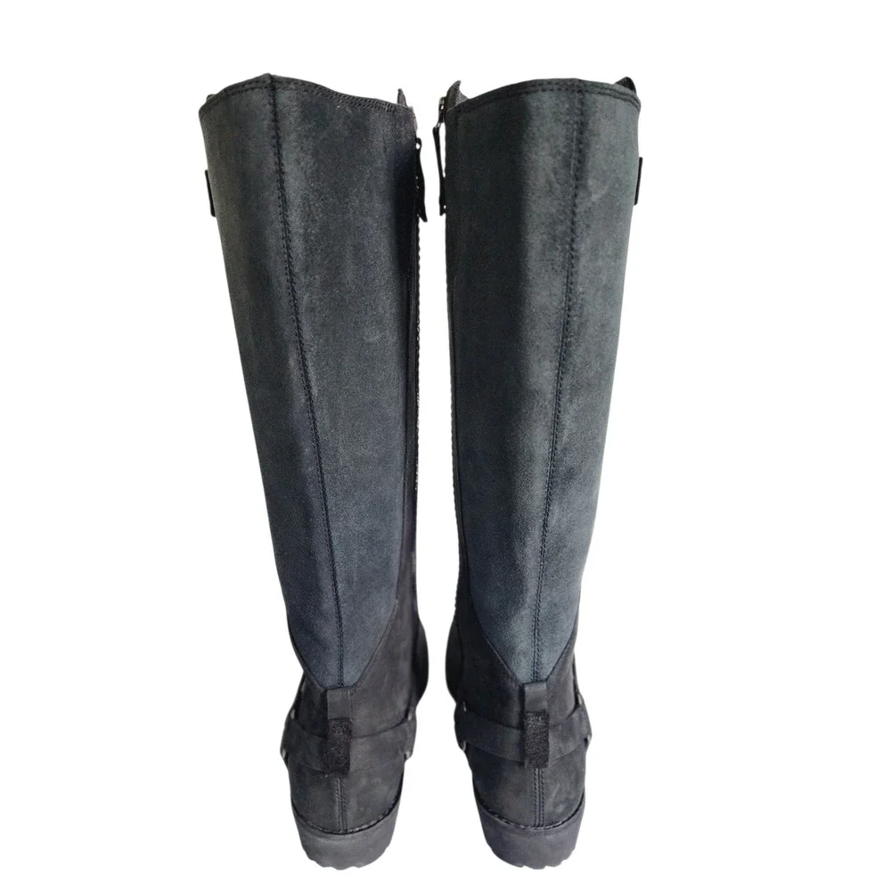 Teva De La Vina Dos Tall Black Waterproof Leather Boots 1017143 Knee-High NEW 10